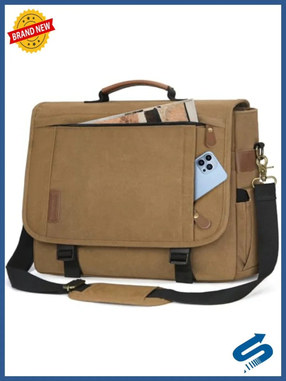 Waterproof Canvas Messenger Bag for Men 17.3